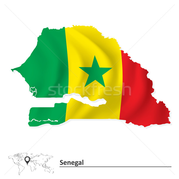 [[stock_photo]]: Carte · Sénégal · pavillon · texture · vert · star