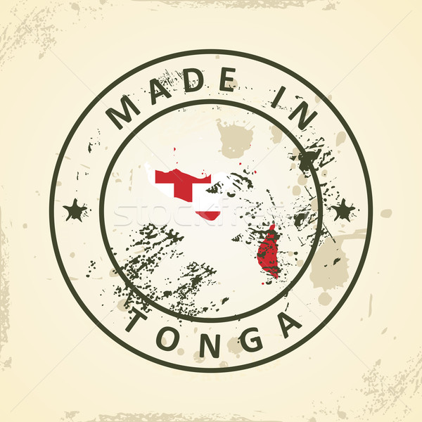 Stamp with map flag of Tonga Stock photo © ojal