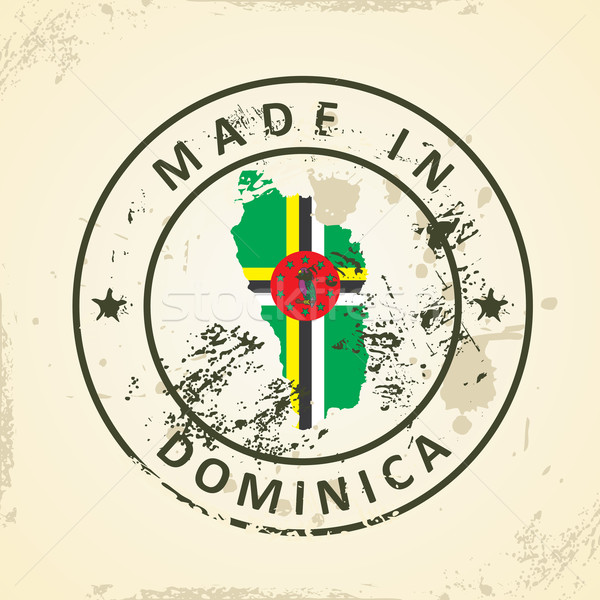 Stamp with map flag of Dominica Stock photo © ojal