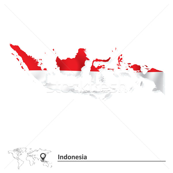 Map of Indonesia with flag Stock photo © ojal