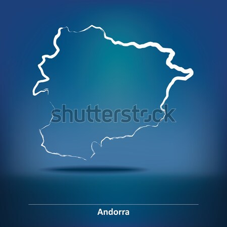Doodle kaart democratisch republiek Congo Blauw Stockfoto © ojal