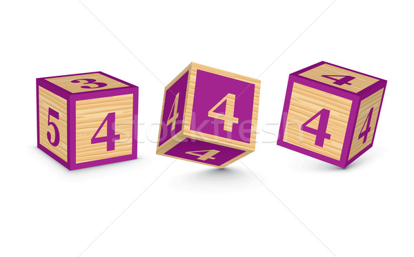 Vector number 4 wooden alphabet blocks Stock photo © ojal