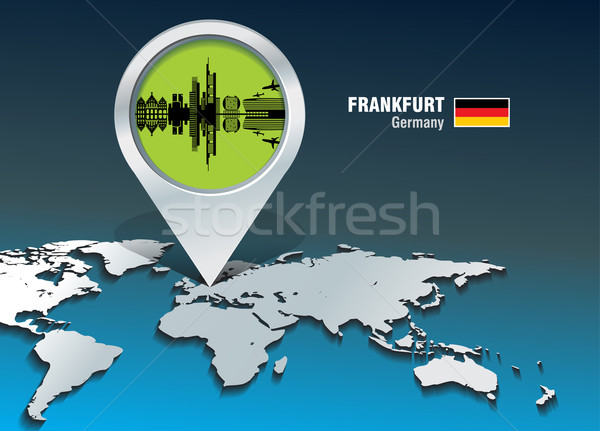 Harita pin Frankfurt ufuk çizgisi Bina şehir Stok fotoğraf © ojal