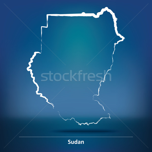 Doodle mappa Sudan texture mare africa Foto d'archivio © ojal