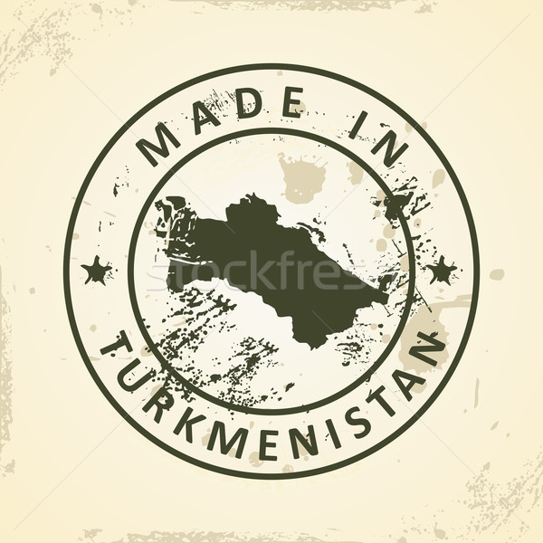 Damga harita Türkmenistan grunge arka plan yeşil Stok fotoğraf © ojal