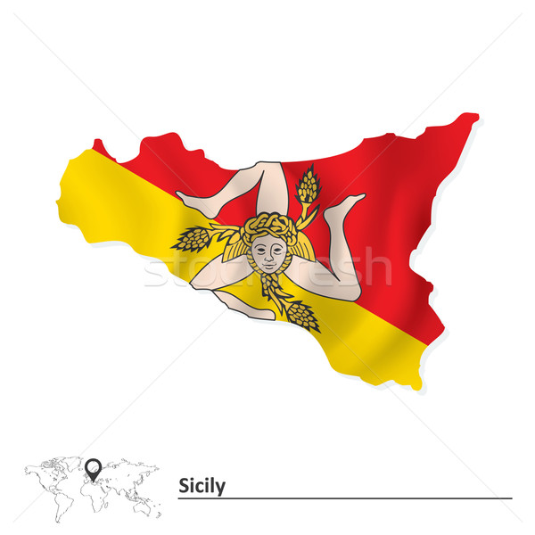 Map of Sicily with flag Stock photo © ojal