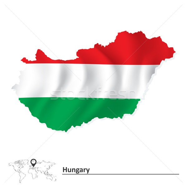 Mappa Ungheria bandiera abstract viaggio silhouette Foto d'archivio © ojal