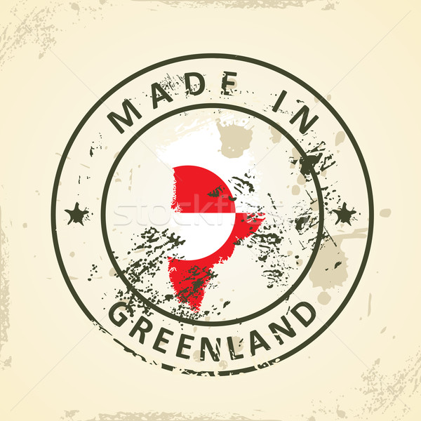 Stamp with map flag of Greenland Stock photo © ojal