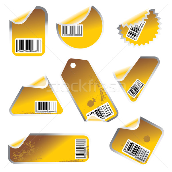 yellow tag and sticker set with bar codes Stock photo © ojal