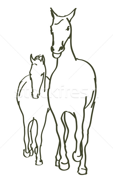Stock fotó: Kézzel · rajzolt · lovak · sport · természet · felirat · farm
