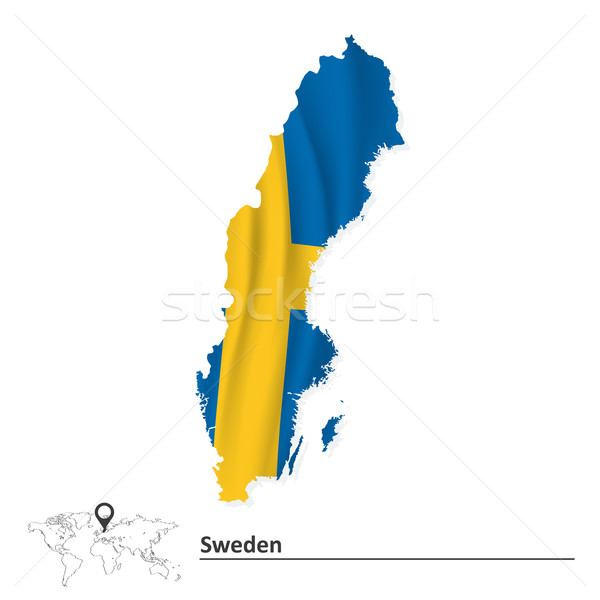 Mappa Svezia bandiera mondo viaggio silhouette Foto d'archivio © ojal