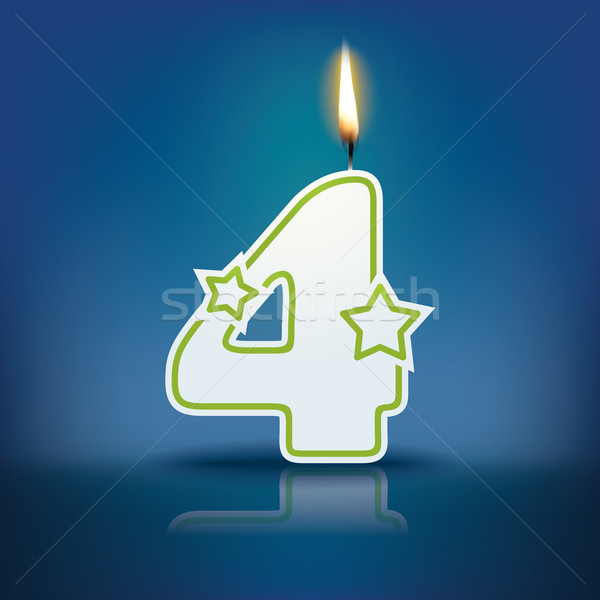 Candle number 4 with flame Stock photo © ojal