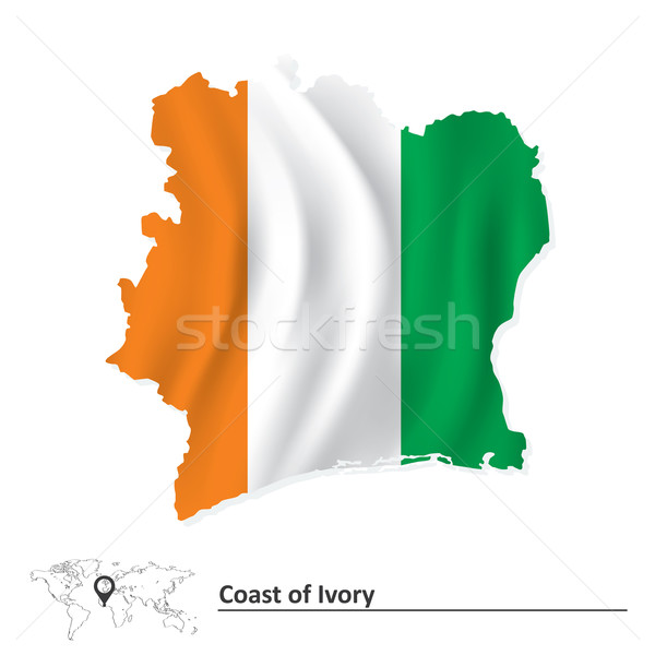 Map of Coast of Ivory with flag Stock photo © ojal