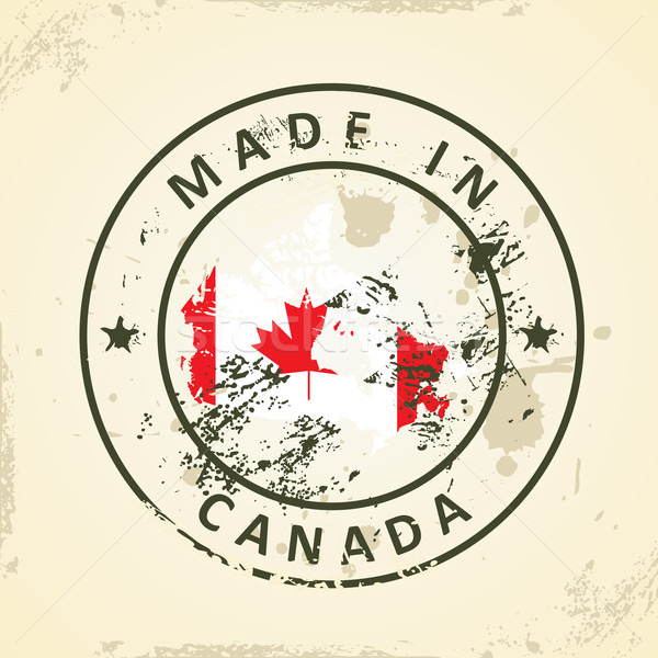 Stamp with map flag of Canada Stock photo © ojal