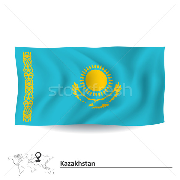 Bayrak Kazakistan doku arka plan imzalamak seyahat Stok fotoğraf © ojal