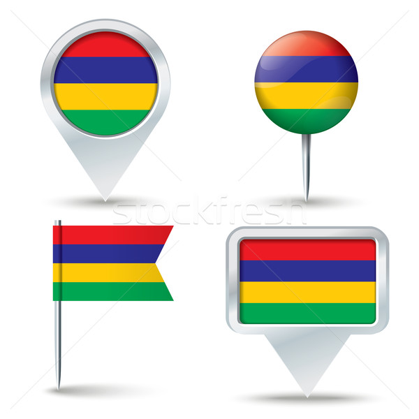 Map pins with flag of Mauritius Stock photo © ojal