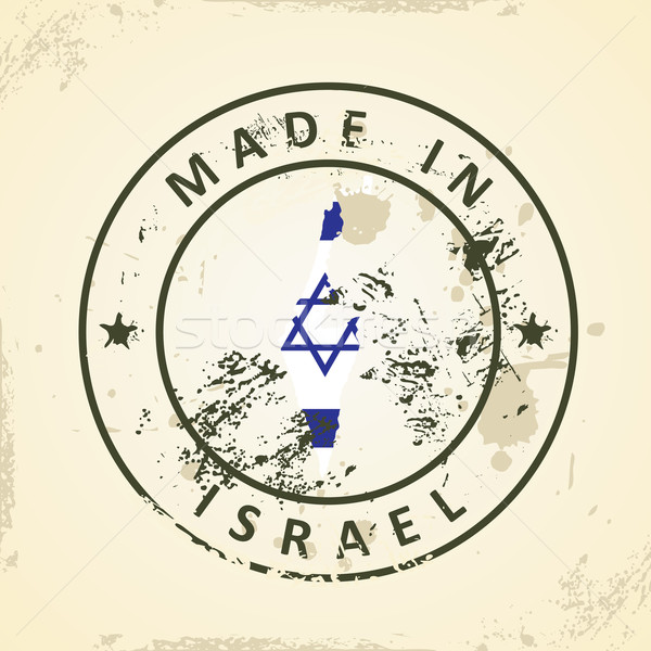 Foto stock: Sello · mapa · bandera · Israel · grunge · diseno