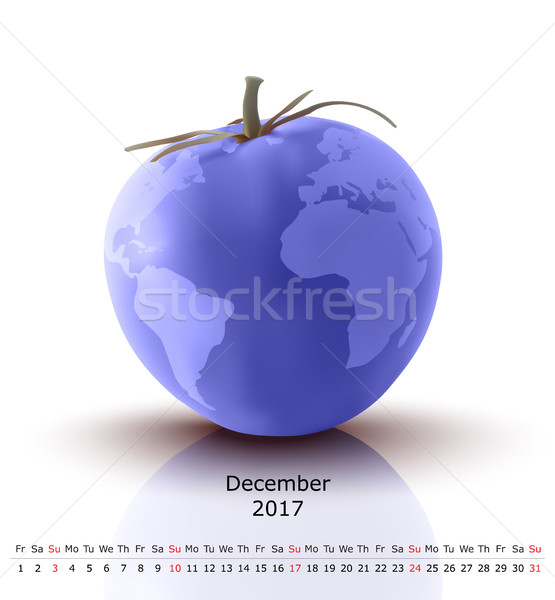 December tomaat kalender business papier wereldbol Stockfoto © ojal