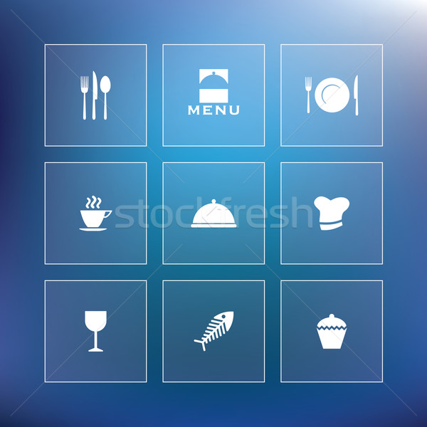 Vector flat restaurant icon set Stock photo © ojal