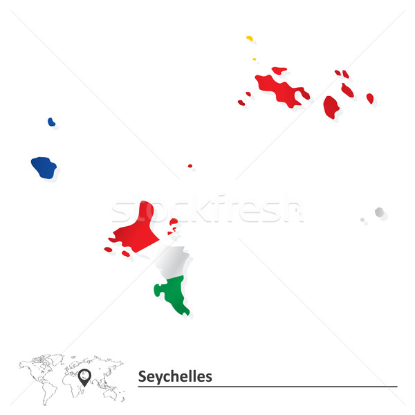Kaart Seychellen vlag textuur oceaan Blauw Stockfoto © ojal