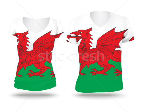 Vlag shirt ontwerp wales vrouw man Stockfoto © ojal