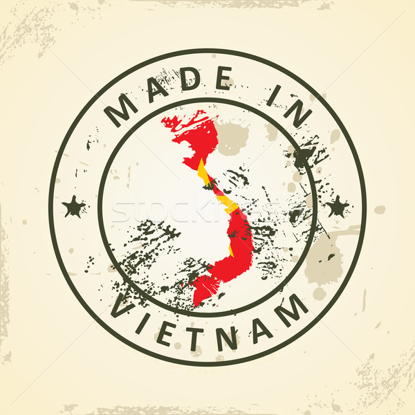 Stock foto: Stempel · Karte · Flagge · Vietnam · Grunge · Design