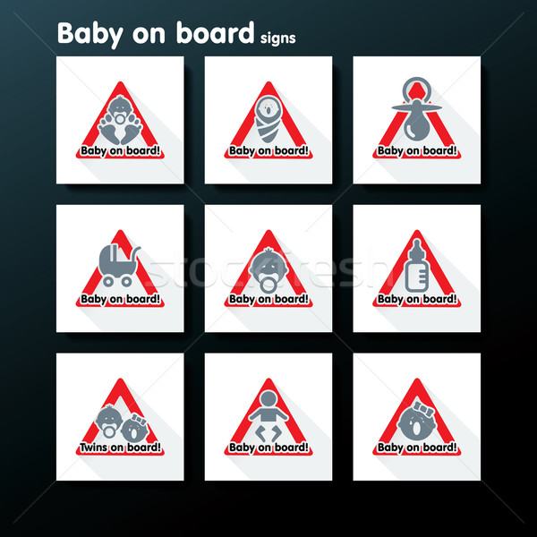 Vector flat baby on board sign set Stock photo © ojal