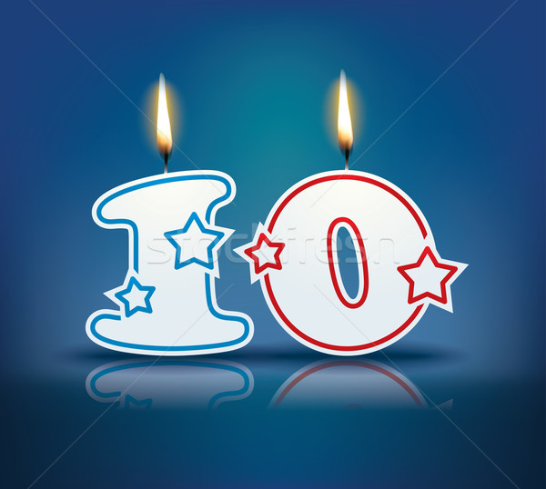 Geburtstag Kerze Zahl 10 Flamme eps Stock foto © ojal