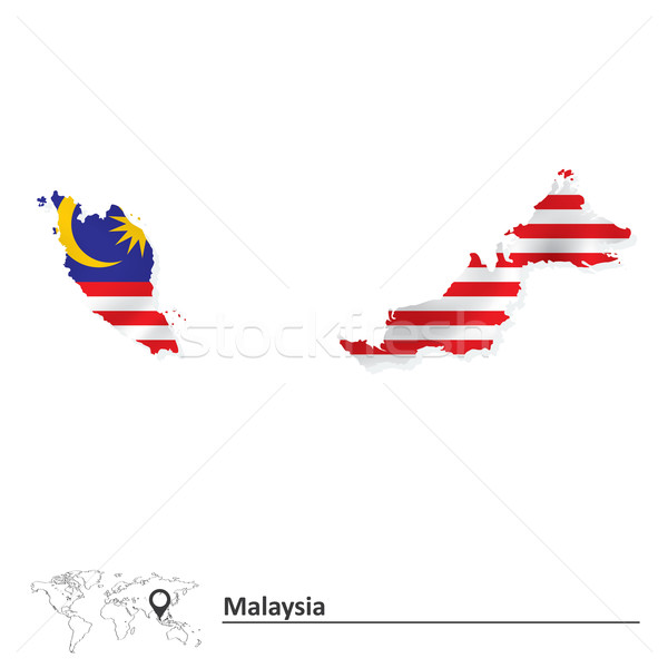 Foto stock: Mapa · Malasia · bandera · textura · viaje · estrellas