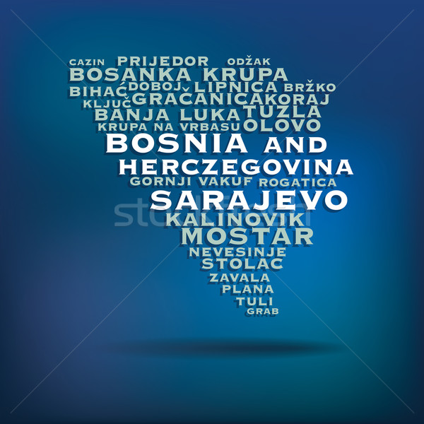 Bosnia and Herczegovina map made with name of cities Stock photo © ojal