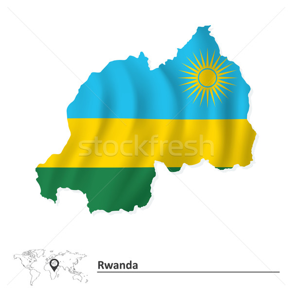 Stock photo: Map of Rwanda with flag