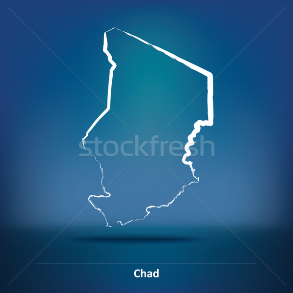 Rabisco mapa Chade projeto mundo assinar Foto stock © ojal