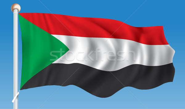 Foto stock: Bandeira · Sudão · textura · assinar · verde · vermelho
