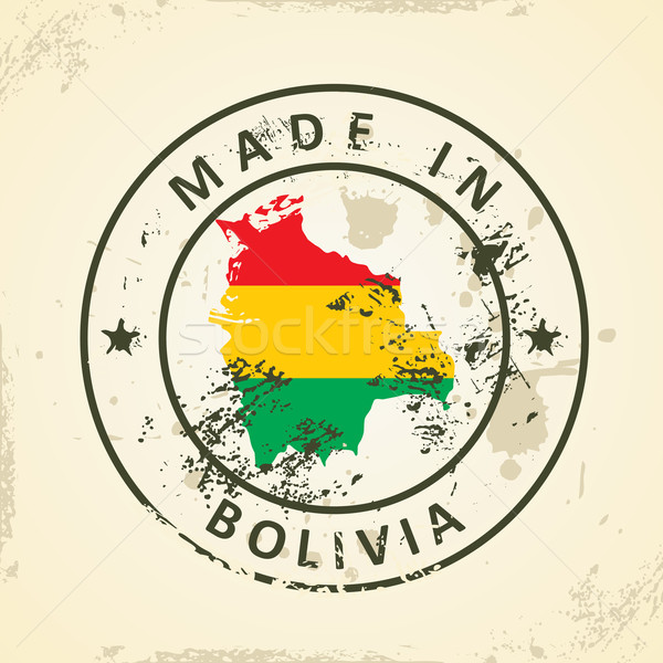 Damga harita bayrak Bolivya grunge dünya Stok fotoğraf © ojal