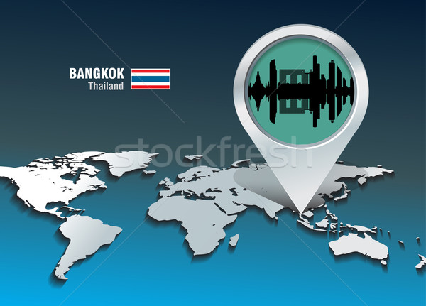 Map pin with Bangkok skyline Stock photo © ojal
