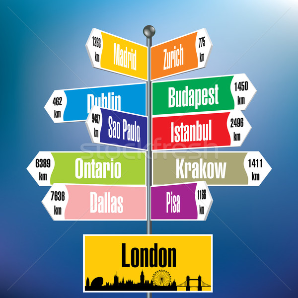London signpost with cities and distances Stock photo © ojal