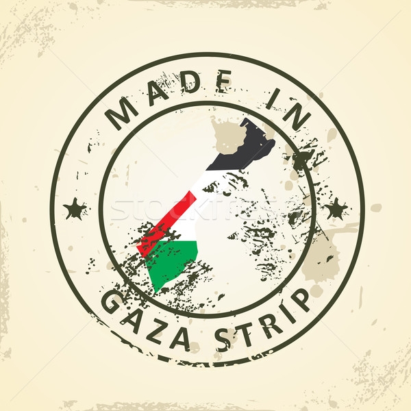 Stamp with map flag of Gaza Strip Stock photo © ojal