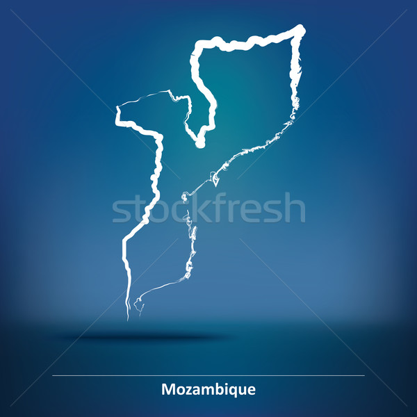 Doodle carte Mozambique texture signe vert [[stock_photo]] © ojal