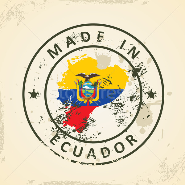 Stamp with map flag of Ecuador Stock photo © ojal