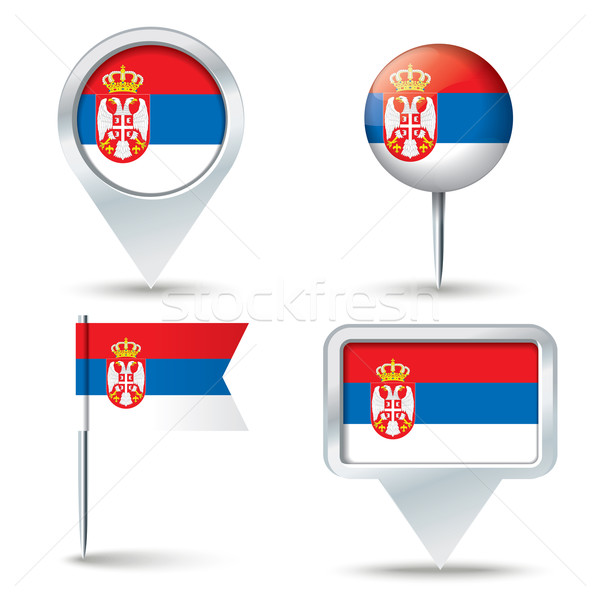 Map pins with flag of Serbia Stock photo © ojal
