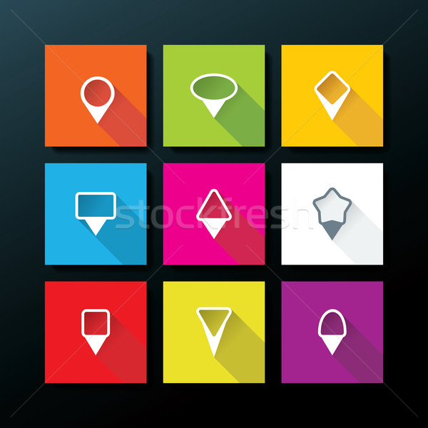 Vector flat icon set - map pins Stock photo © ojal