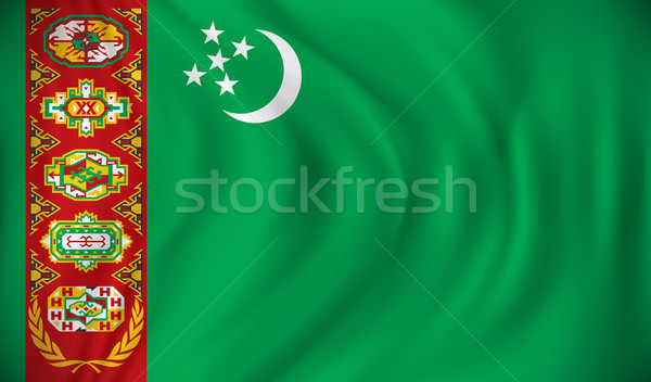 Bayrak Türkmenistan doku ay arka plan yeşil Stok fotoğraf © ojal