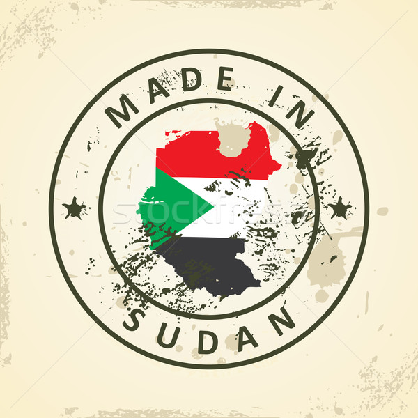 Timbro mappa bandiera Sudan grunge design Foto d'archivio © ojal
