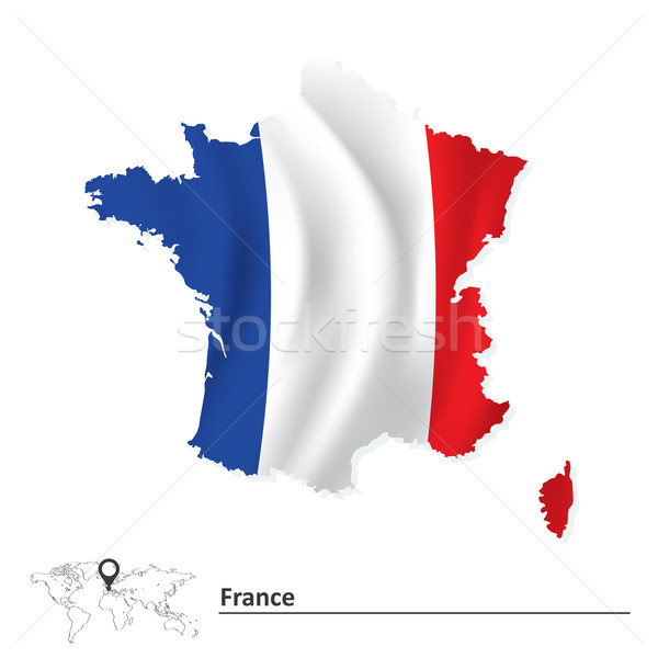 Stok fotoğraf: Harita · Fransa · bayrak · arka · plan · web · mavi