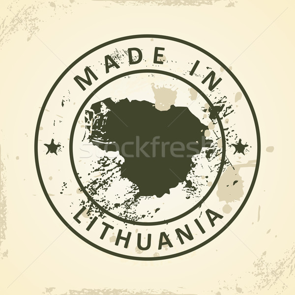 Stamp with map of Lithuania Stock photo © ojal