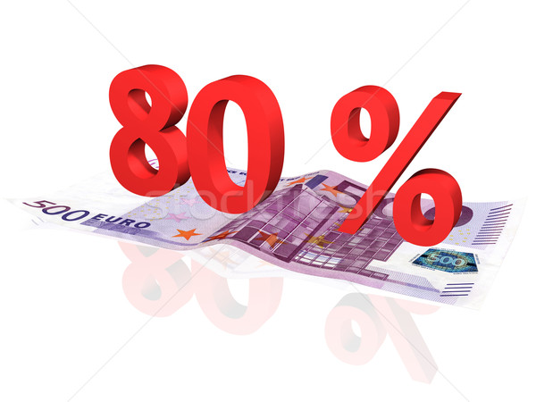 Stock photo: 3d rendered 80 % percentage on euro banknote