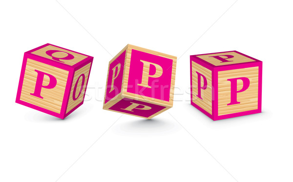 Vector letter P wooden alphabet blocks Stock photo © ojal