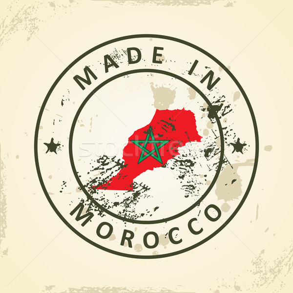 Stamp with map flag of Morocco Stock photo © ojal