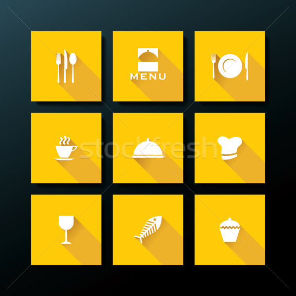 Stock photo: Vector flat restaurant icon set