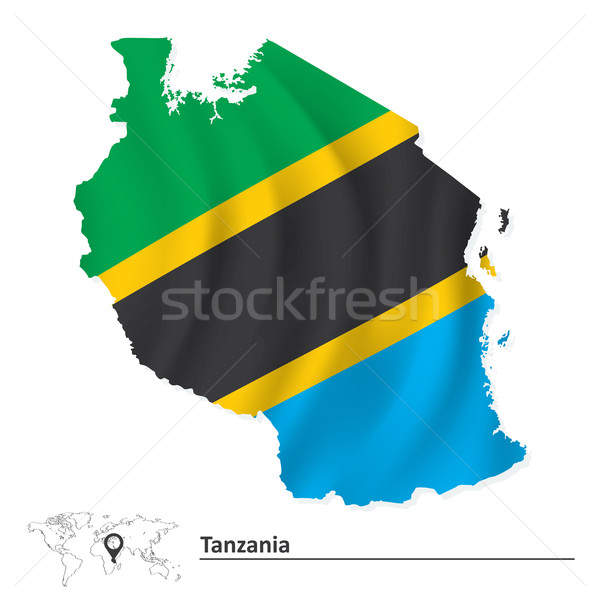 Mappa Tanzania bandiera blu africa silhouette Foto d'archivio © ojal